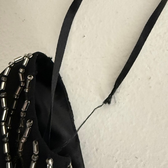 Parker Black Silver Beaded Sleeveless Dress Mini‎ Party Cocktail - Picture 8 of 14